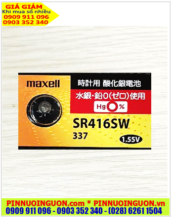 Maxell SR416SW _Pin 337; Pin đồng hồ đeo tay Maxell SR416SW 337 silver oxide 1.55v chính hãng _Xuất xứ NHẬT 